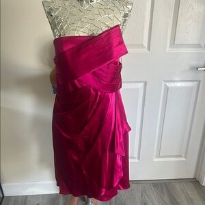 Phoebe Couture Designer Pink Silk Strapless Silk Dress 8